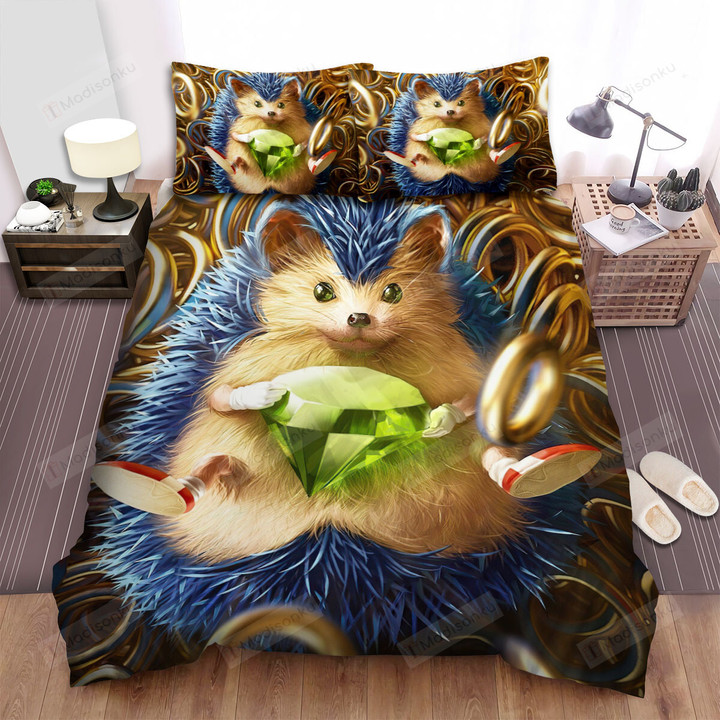 The Wild Animal - The Blue Hedgehog Holding A Diamond Bed Sheets Spread Duvet Cover Bedding Sets