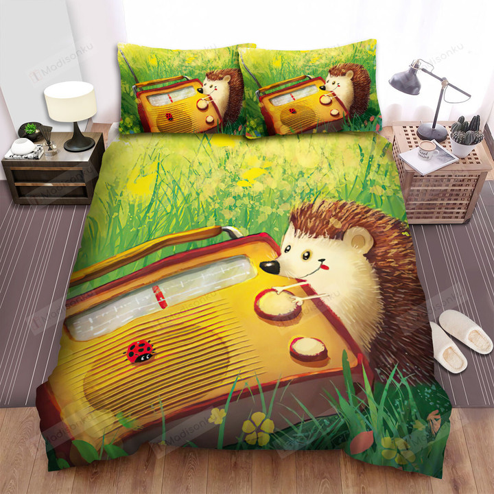 The Wild Animal - The Hedgehog And The Radio Bed Sheets Spread Duvet Cover Bedding Sets