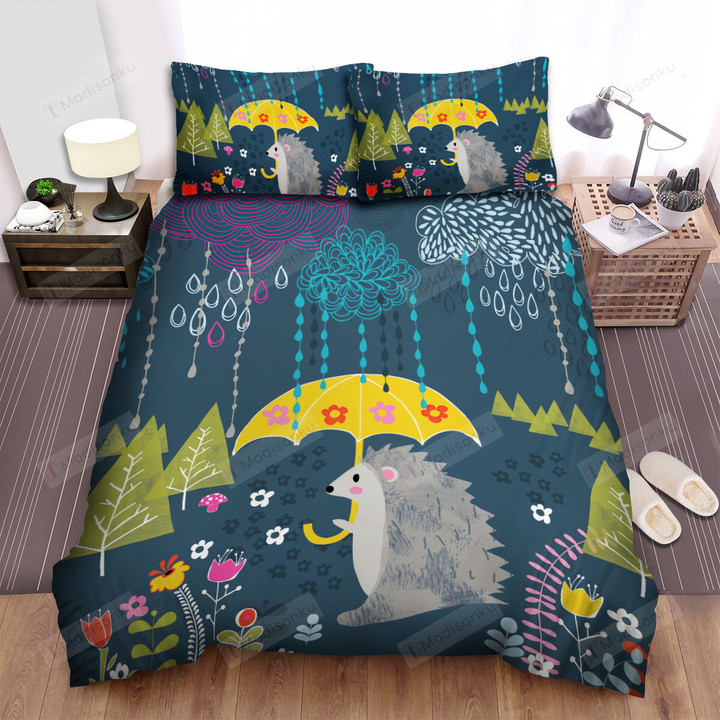 The Wild Animal - The Hedgehog Moving In The Rain Bed Sheets Spread Duvet Cover Bedding Sets