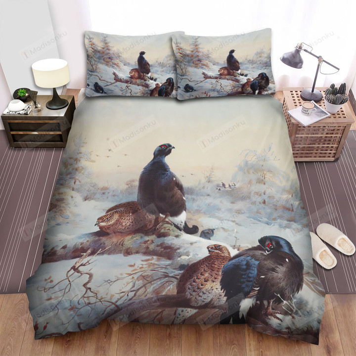 The Wild Chicken - The Pheasant Herd In The Snow Art Bed Sheets Spread Duvet Cover Bedding Sets