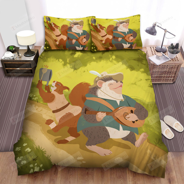 The Wild Animal - The Hedgehog Playing Guitar Bed Sheets Spread Duvet Cover Bedding Sets