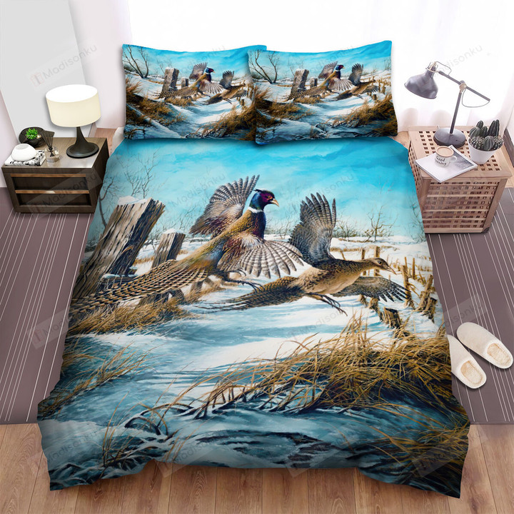 The Wild Chicken - The Pheasant In The Snow Country Bed Sheets Spread Duvet Cover Bedding Sets