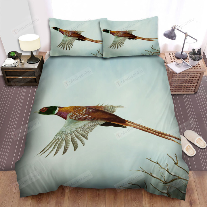 The Wild Chicken - The Pheasant Flying Over The Tree Bed Sheets Spread Duvet Cover Bedding Sets