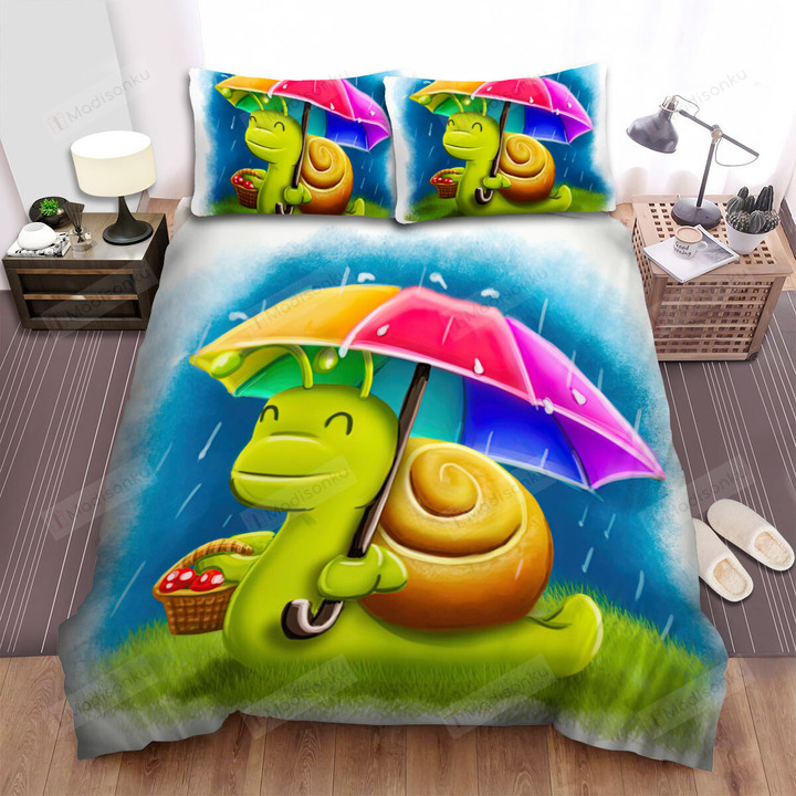The Snail Going On The Rainy Day Art Bed Sheets Spread Duvet Cover Bedding Sets