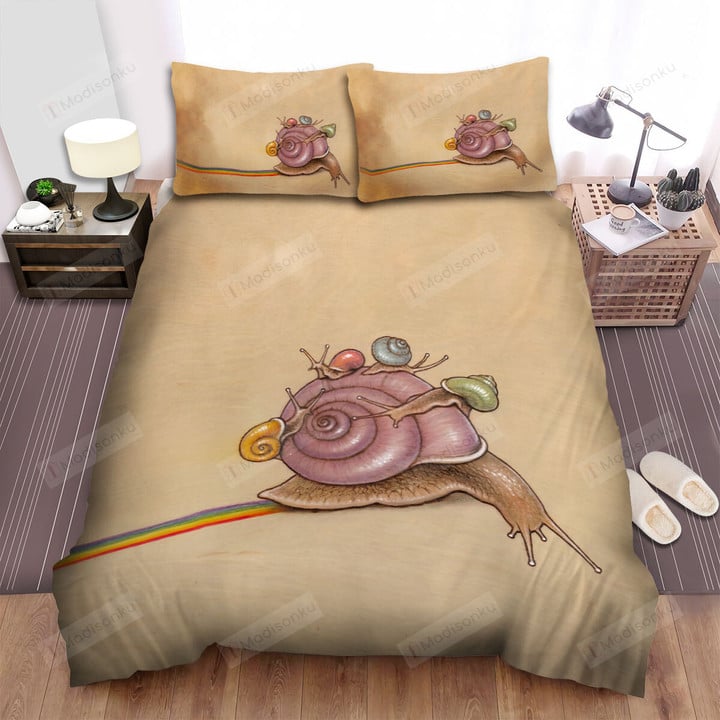 The Wild Animal - The Snail Mom And Children Art Bed Sheets Spread Duvet Cover Bedding Sets