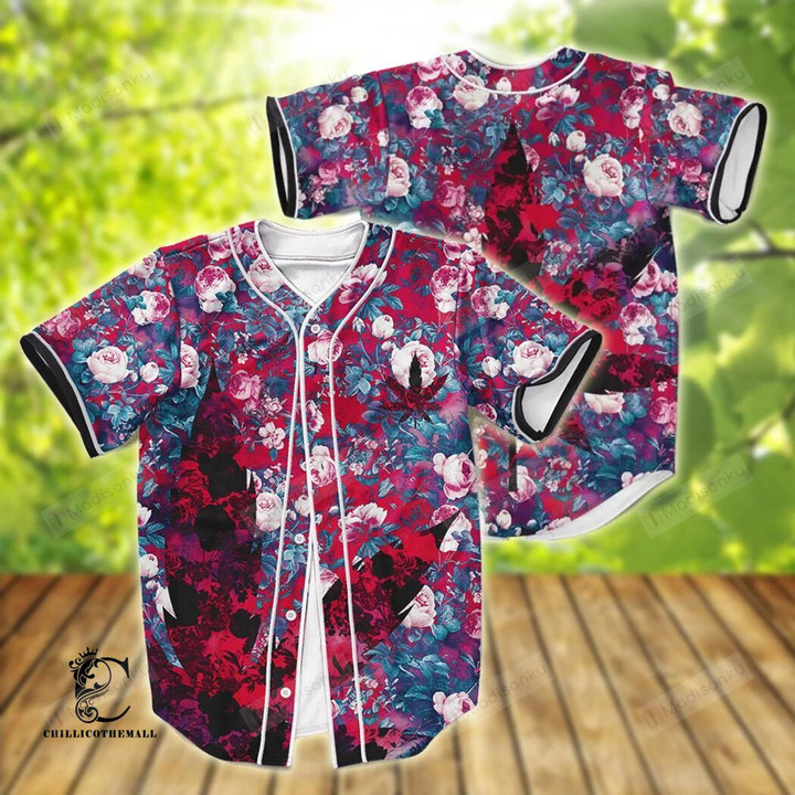 Floral Pattern Weed Baseball Tee Jersey Shirt