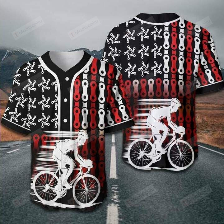 Cycling Bicycle Chain Flag Baseball Tee Jersey Shirt