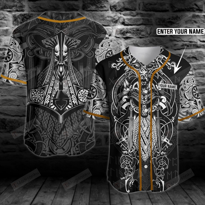 Personalized Viking Warrior Custom Name Baseball Tee Jersey Shirt