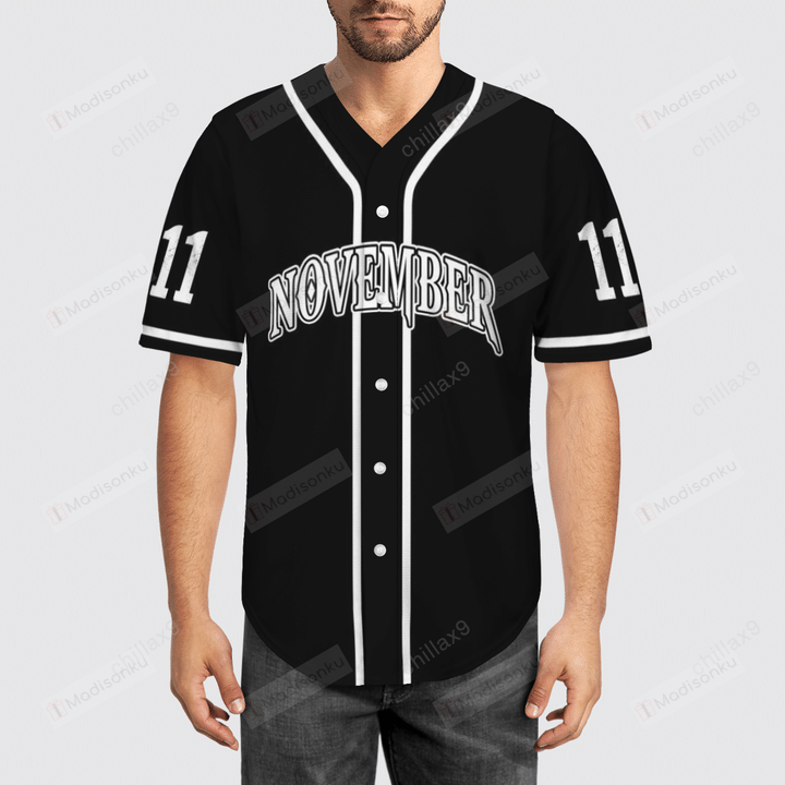 November Guy Black And White Baseball Jersey, Baseball Shirt