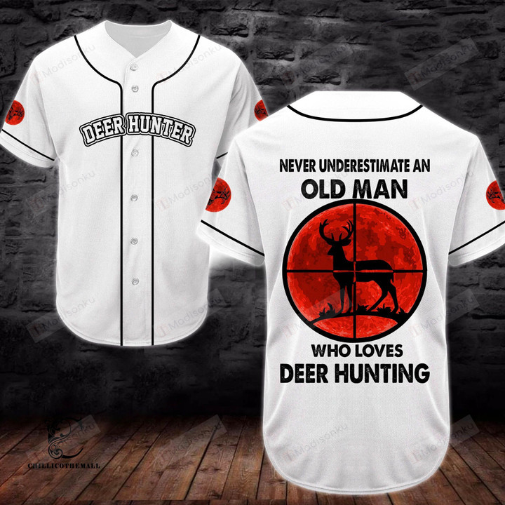 Deer Hunter Old Man Baseball Tee Jersey Shirt