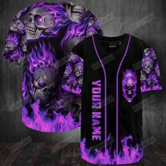 Personalized Custom Name Sunny Skull Multicolor Baseball Tee Jersey Shirt