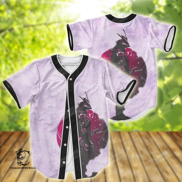 Full Moon Samurai Purple White Tie Dye Baseball Tee Jersey Shirt
