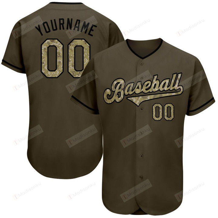Personalized Olive Camo-Black Baseball Jersey Custom Name And Number Baseball Tee Jersey Shirt