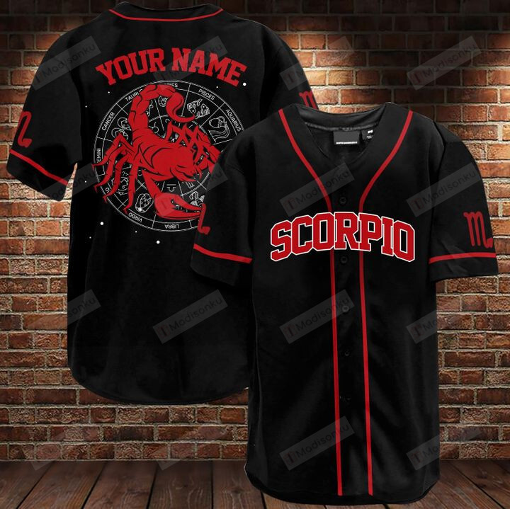 Personalized Scorpio Custom Name Baseball Tee Jersey Shirt