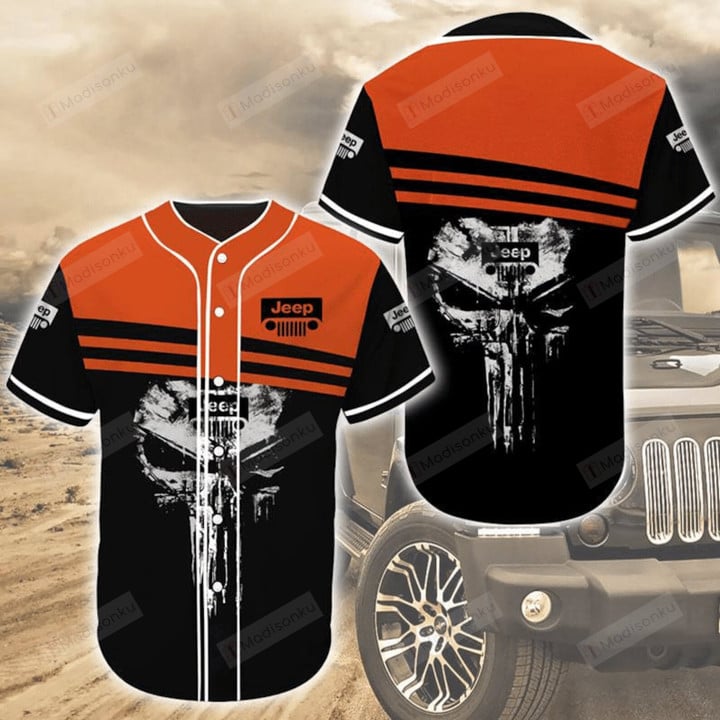 Jeep Orange Skull Baseball Tee Jersey Shirt