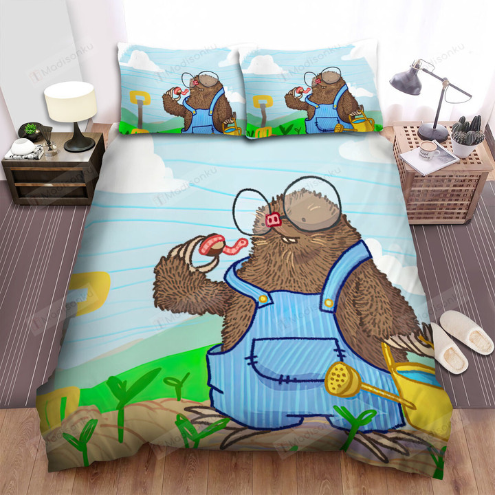 The Wild Animal - The Mole Looking At The Worm Bed Sheets Spread Duvet Cover Bedding Sets