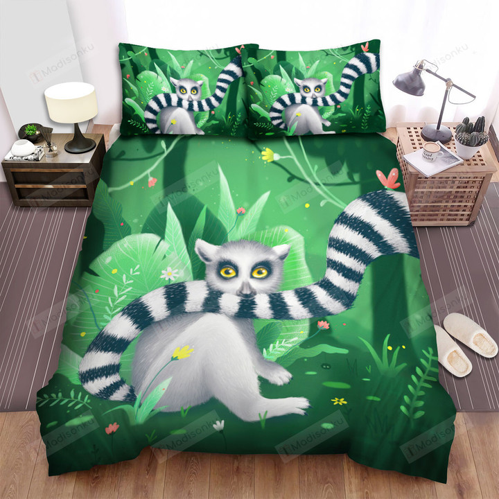 The Wild Animal - The Lemur Biting Its Tail Bed Sheets Spread Duvet Cover Bedding Sets