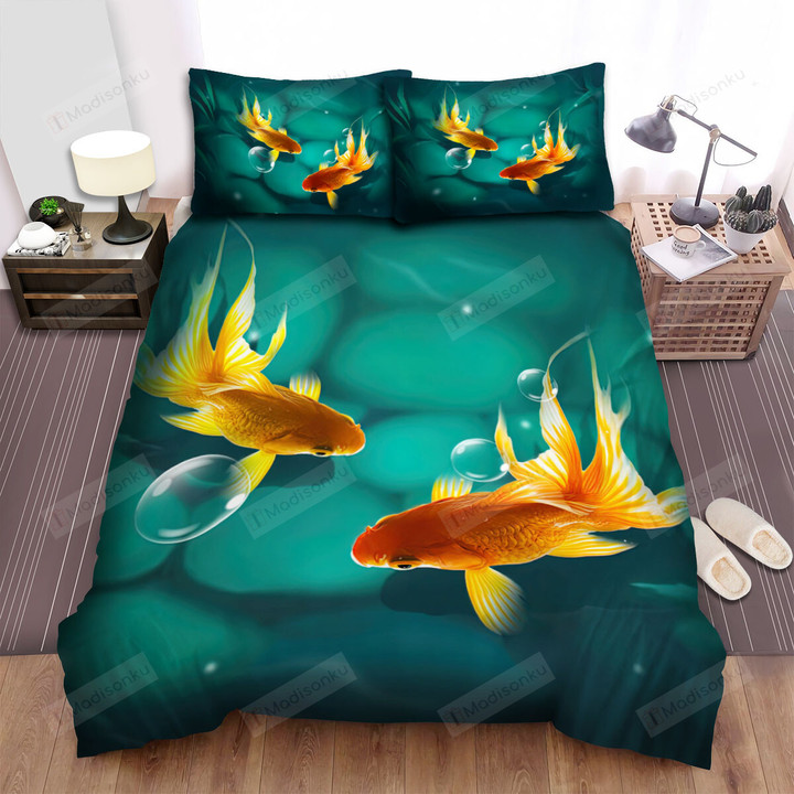 The Favorite Fish - The Goldfish And His Partner Bed Sheets Spread Duvet Cover Bedding Sets