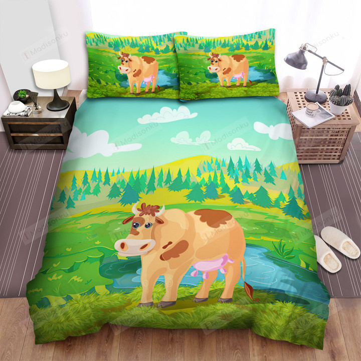 The Cattle - The Milk Cow Standing Alone Bed Sheets Spread Duvet Cover Bedding Sets