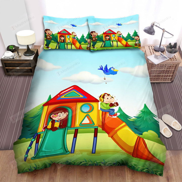 The Monkey In The Playing Area Bed Sheets Spread Duvet Cover Bedding Sets
