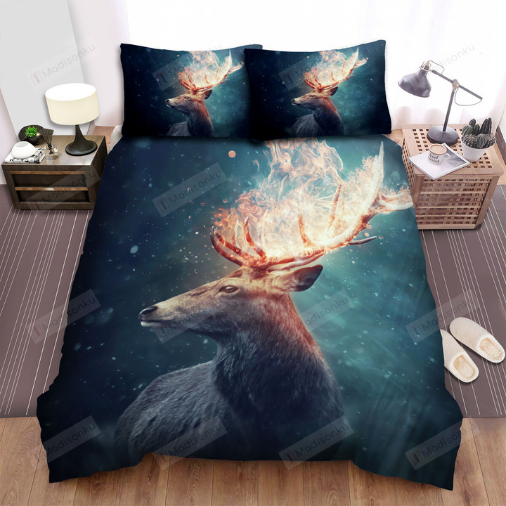 The Deer With The Burning Horns Bed Sheets Spread Duvet Cover Bedding Sets