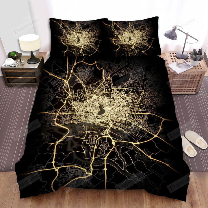 City Light Maps Hamburg Bed Sheets Spread Comforter Duvet Cover Bedding Sets