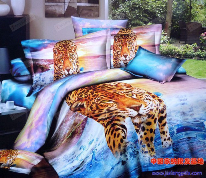 Leopard Cotton Bed Sheets Spread Comforter Duvet Cover Bedding Sets
