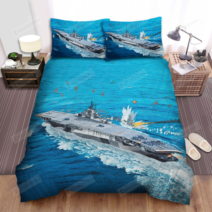 Military Weapon Ww2, Uss Intrepid Cv 41 Bed Sheets Spread Duvet Cover Bedding Sets