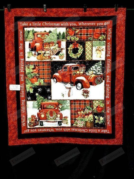 Christmas Retro Car Take A Little Christmas With You Quilt Blanket Great Customized Blanket Gifts For Birthday Christmas Thanksgiving