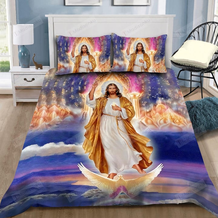 Christian Jesus Cotton Bed Sheets Spread Comforter Duvet Cover Bedding Sets Gift for Jesus Lover