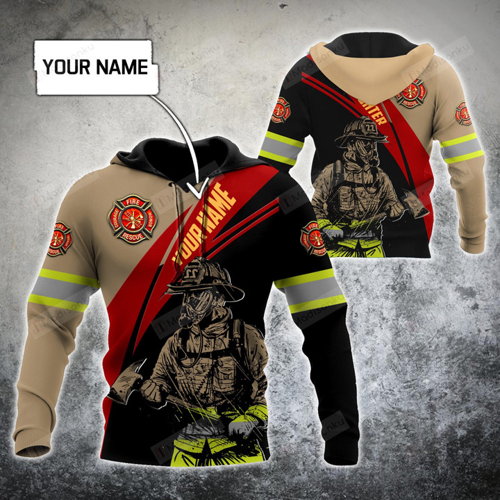 Personalized Custom Name Firefighter 3D All Over Print Hoodie, Zip-up Hoodie