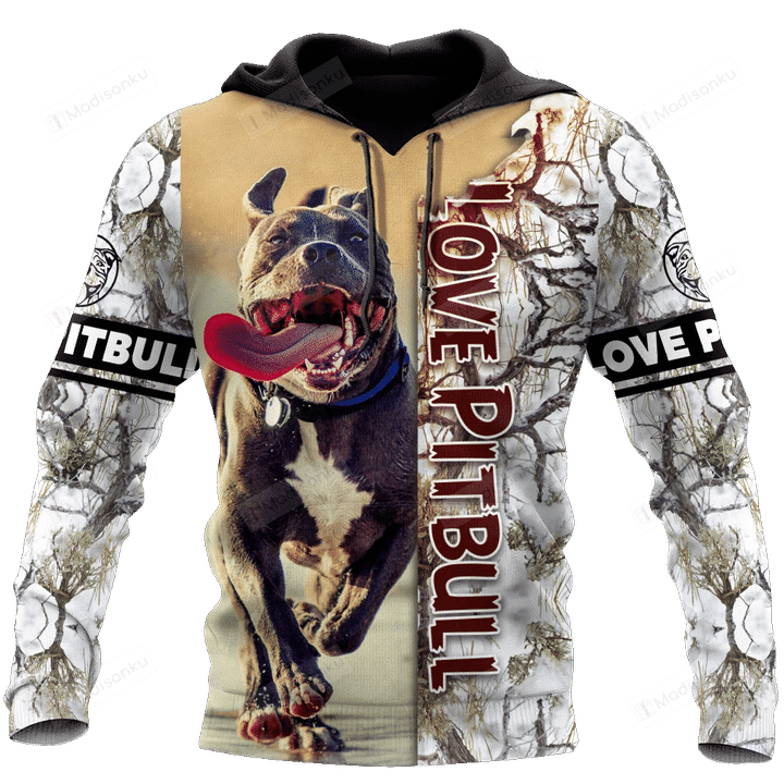 Pitbull Camouflage 3D All Over Print Hoodie, Zip-up Hoodie