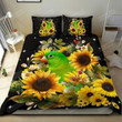 3D Parrot On Sunflower Cotton Bed Sheets Spread Comforter Duvet Cover Bedding Sets