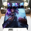 Halloween, Witch, Fantasy Purple Hairs Girl Art Bed Sheets Spread Duvet Cover Bedding Sets