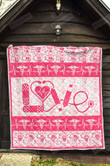 Nurse Makes Love, Bandages, Stethoscope Pink Quilt Blanket Great Customized Blanket Gifts For Birthday Christmas Thanksgiving
