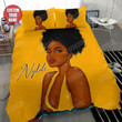 Personalized Black Cool Girl Yellow Top Cotton Bed Sheets Spread Comforter Duvet Cover Bedding Sets Perfect Gifts For Daughter Girlfriend Wife
