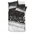 Black And White Piano And Music Notes Duvet Cover Bedding Sets