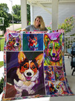 Colorful Corgi Quilt Blanket Great Customized Blanket Gifts For Birthday Christmas Thanksgiving