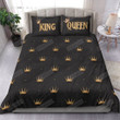 Gold King Queen Crown Cotton Bed Sheets Spread Comforter Duvet Cover Bedding Sets