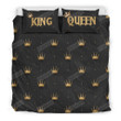 Gold King Queen Crown Cotton Bed Sheets Spread Comforter Duvet Cover Bedding Sets
