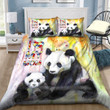 3D Autism Panda I Love My Mom Cotton Bed Sheets Spread Comforter Duvet Cover Bedding Sets