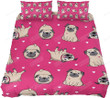 Cute Pugs Dogs Bedding Set Bed Sheets Spread Comforter Duvet Cover Bedding Sets