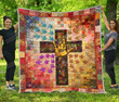Sign Language, Black Cross Quilt Blanket Great Customized Blanket Gifts For Birthday Christmas Thanksgiving