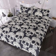 Skull Floral Flowers Silhouette Pattern Cotton Bed Sheets Spread Comforter Duvet Cover Bedding Sets