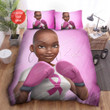 Personalized Black Girl Breast Cancer Awareness Cotton Bed Sheets Duvet Cover Bedding Sets