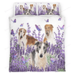 Borzoi And Lavender Cotton Bed Sheets Spread Comforter Duvet Cover Bedding Sets