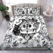 Couples Skull Cotton Bed Sheets Spread Comforter Duvet Cover Bedding Sets