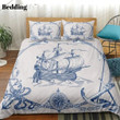 Vintage Style Anchor Sailboat Cotton Bed Sheets Spread Comforter Duvet Cover Bedding Sets
