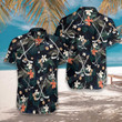 Hockey Tropical Black And Blue Hawaiian Shirt
