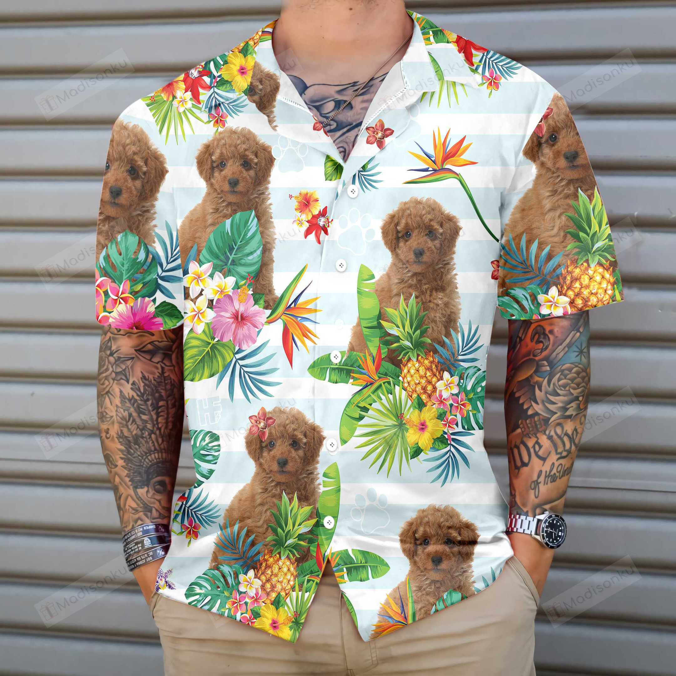 Tropical Flower With Poodle Hawaiian Shirt